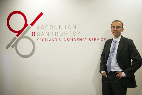 Chief executive Richard Dennis next to Accountant in bankruptcy logo